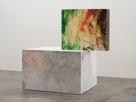Sterling Ruby, ACTS/KKDETHZ, 2009 Clear urethane block, dye, wood, spray paint, and formica, in 2 parts, overall: 60 ½ × 62 ½ × 34 inches (153.7 × 158.8 × 86.4 cm)© Sterling Ruby