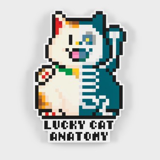 Takashi Murakami, Murakami Lucky Cat Anatomy, 2023 Acrylic on canvas mounted on wood panel, 22 ⅝ × 16 inches (57.5 × 40.7 cm)©️ 2023 Takashi Murakami/Kaikai Kiki Co., Ltd. All rights reserved