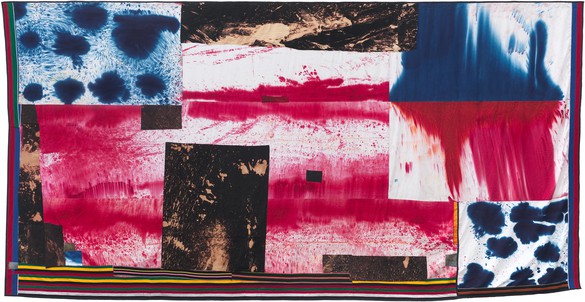 Sterling Ruby, FLAG (4791), 2014 Bleached and dyed canvas, denim, and elastic, 174 ½ × 343 inches (443.2 × 871.2 cm)© Sterling Ruby