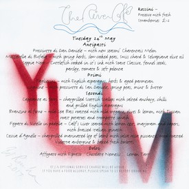 River Café menu with illustration by Ed Ruscha.