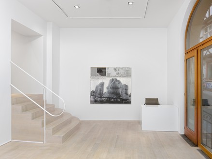 Installation view with Christo, Wrapped Trees (Project for the Fondation Beyeler and Berower Park, Riehen, Switzerland) (1998) Artwork © Christo and Jeanne-Claude Foundation. Photo: Annik Wetter