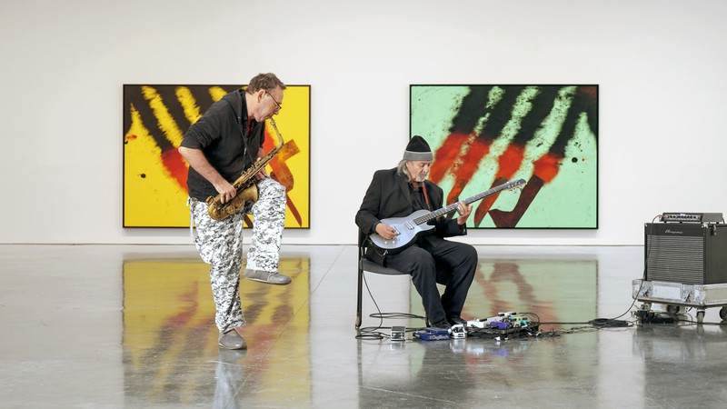 John Zorn and Bill Laswell performing in Sterling Ruby: TURBINES at Gagosien, 522 West 21st Street, New York