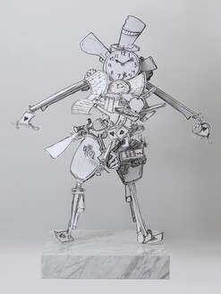 Rachel Feinstein, Mr. Time, 2015 Screen print on coated aluminum with marble base, 101 ½ × 73 × 42 inches inches (257.8 × 185.4 × 106.7 cm)© Rachel Feinstein