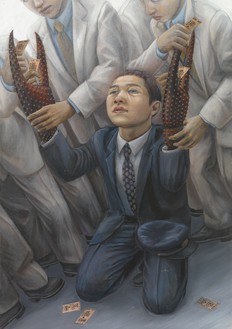 Tetsuya Ishida, Gripe, 1996 Acrylic on board, 23 ⅜ × 16 ⅝ inches (59.4 × 42 cm)© Tetsuya Ishida Estate. Photo: Martin Wong