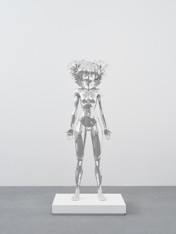 Takashi Murakami, CLONE X × TAKASHI MURAKAMI Avatar HIROPON Style, 2022 Fiberglass-reinforced plastic with silver mirror plating and wood base, 80 ½ × 39 ⅜ × 39 ⅜ inches (204.5 × 100 × 100 cm), edition of 3 + 2 AP©️ 2022 Takashi Murakami/Kaikai Kiki Co., Ltd. All rights reserved. Photo: Thomas Lannes